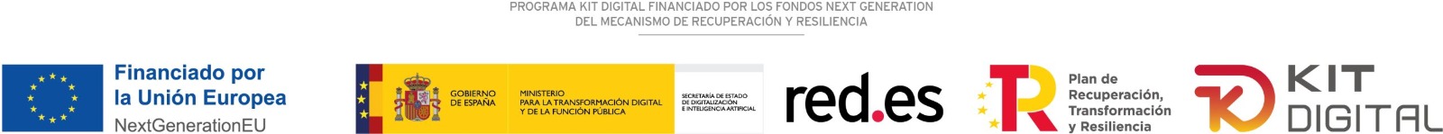 Banner Kit Digital financiado por la Unión Europea, Gobierno de España, Red.es y Kit Digital